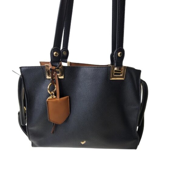 Black Shoulder Handbag with Long Handle Strap - Picture 2 of 16